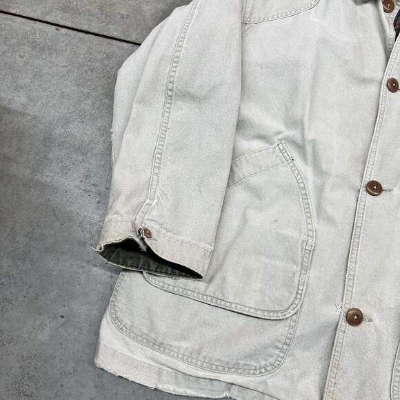 vintage l.l. bean beige button down barn chore coat size large - Picture 4 of 8